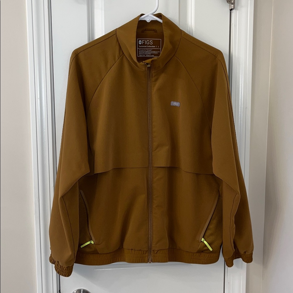 Figs Sydney Tan Zip-Up Jacket